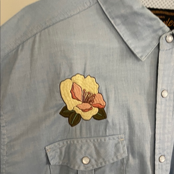 Howler Brothers Light Blue Floral Embroidered Shirt - Picture 3 of 6